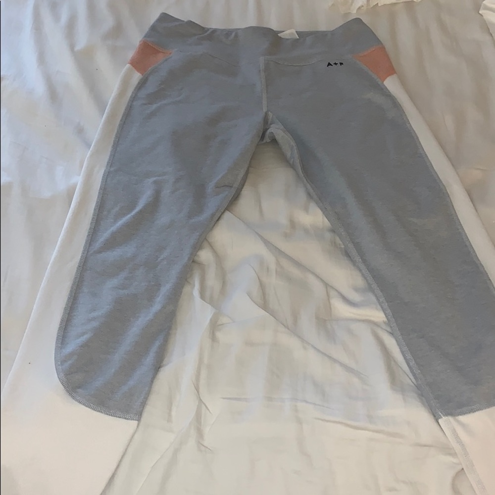 A&F grey/white/coral leggings